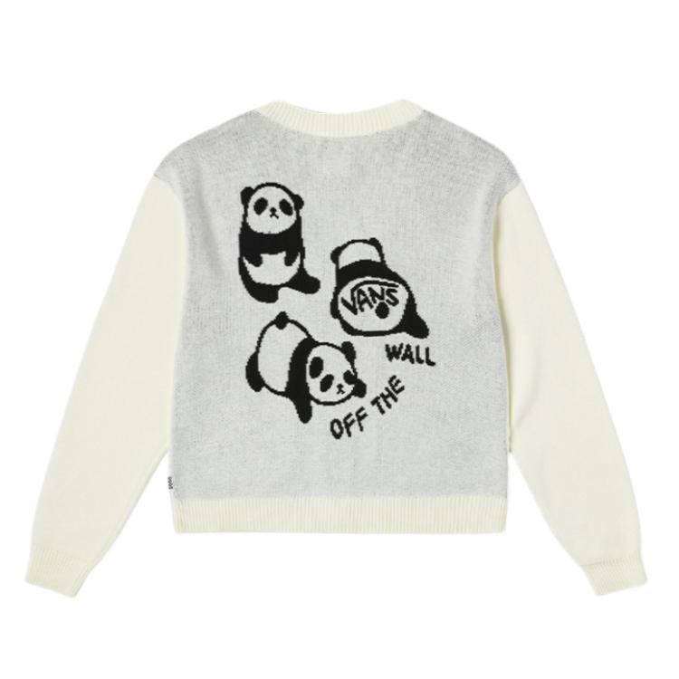 Vans Women's V-Neck Embroidered Knit Cardigan Off White VN000NFBFS8