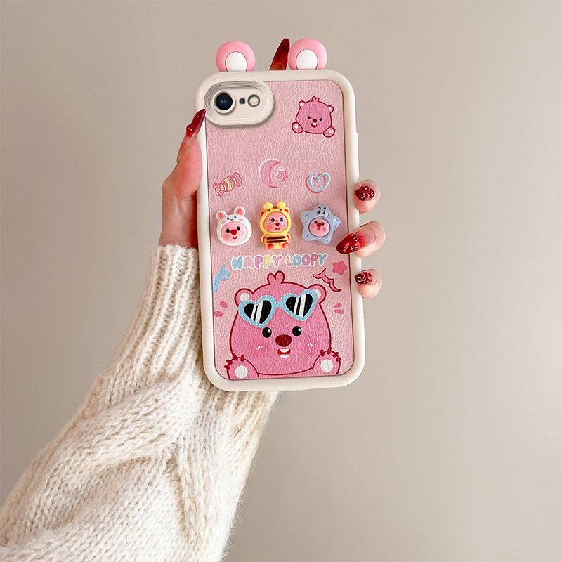 KEYSION Чехол с милым 3D-мультяшным ушком для iPhone SE 2020 2022 с браслетом, силиконовый противоударный чехол для iPhone 8 7 6s Plus