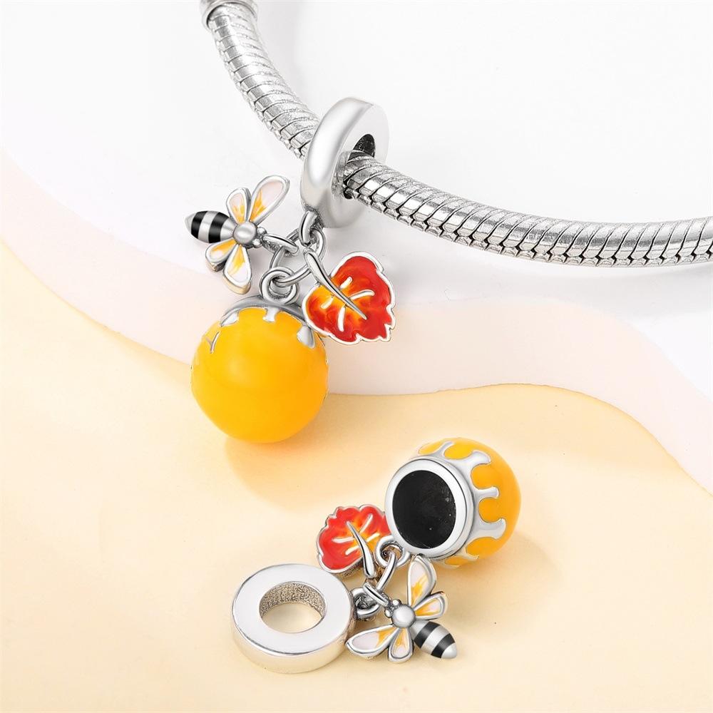 S925 Silver Maple Leaf Owl Squirrel Charm Beaded Bracelet DIY Jewelry Making Accessories