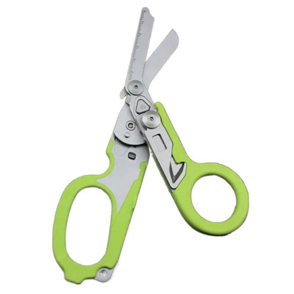 Multi Functional Scissors First Aid Expert Tactical Folding Scissors Outdoor Survival Tool Combination Broken Window Cutting Rope Emergency Retraction