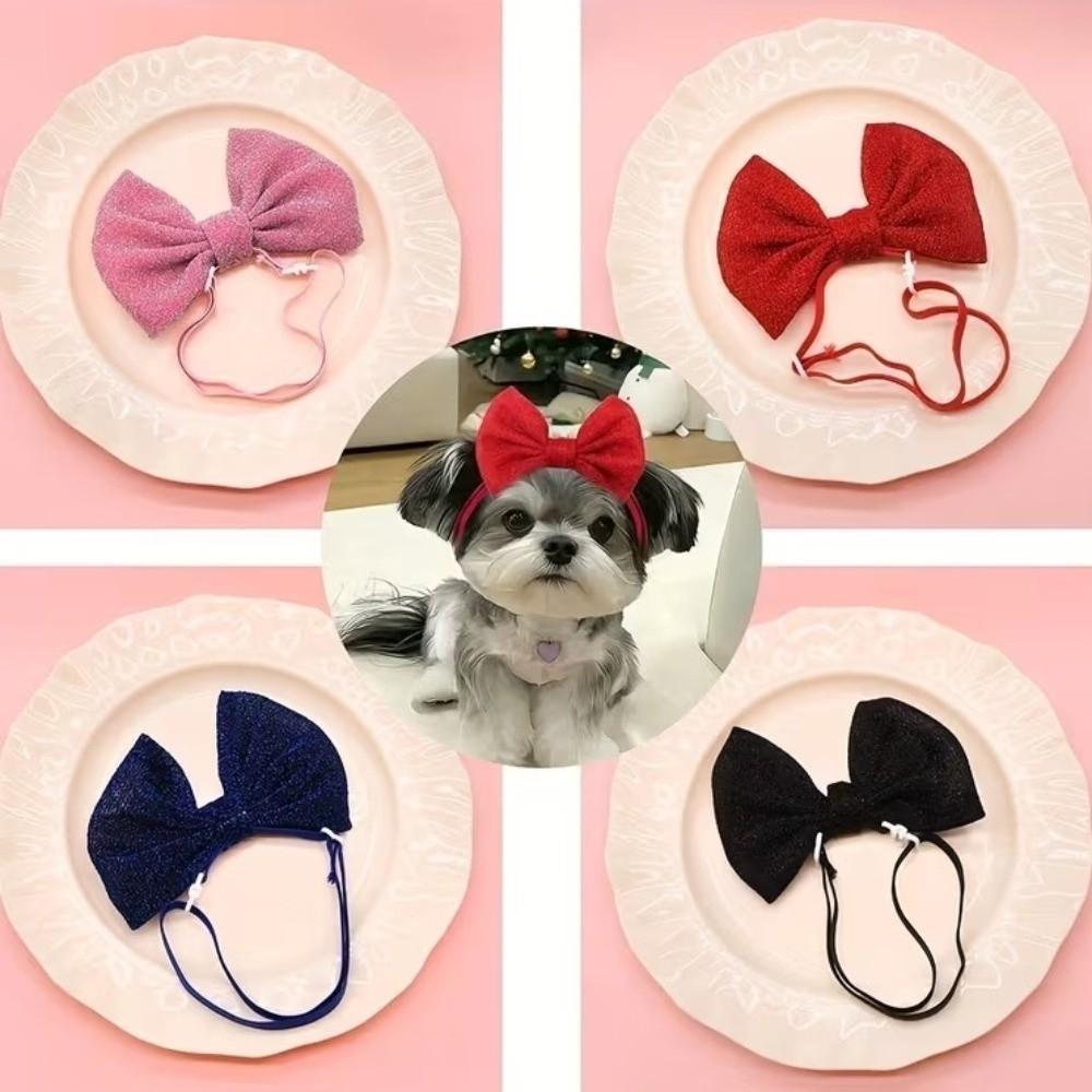 Colorful Dog Hair Bow Headbands Hair Band Pet Costumes Adjustable Pet Hair Bows  Valentine's Day