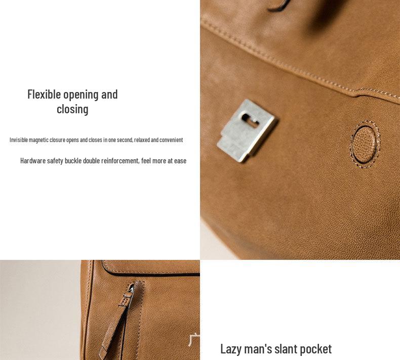 Qiu Zhen Рюкзак-мессенджер из овчины растительного дубления 2025 - Большая вместимость, для работы и повседневного использования