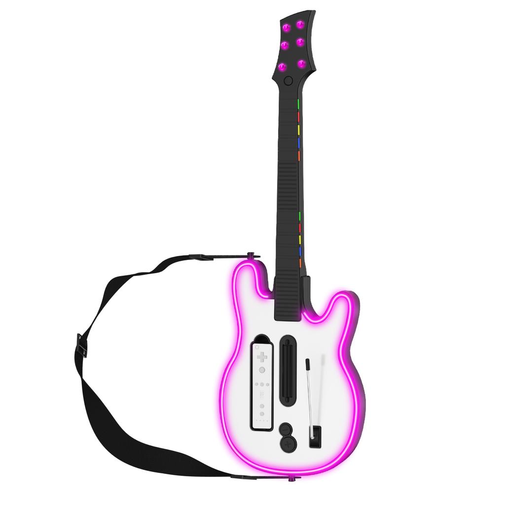 Беспроводной гитарный контроллер для Wii Remote, поддержка игр Guitar Hero и Rock Band 2 на Wii U, с ремешком и RGB-подсветкой W001