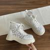 Fashion Mesh Hollow Boots Breathable Sandals Round Toe Short Boots 2024 Summer New Thin and Thick Sole Trendy Elevated