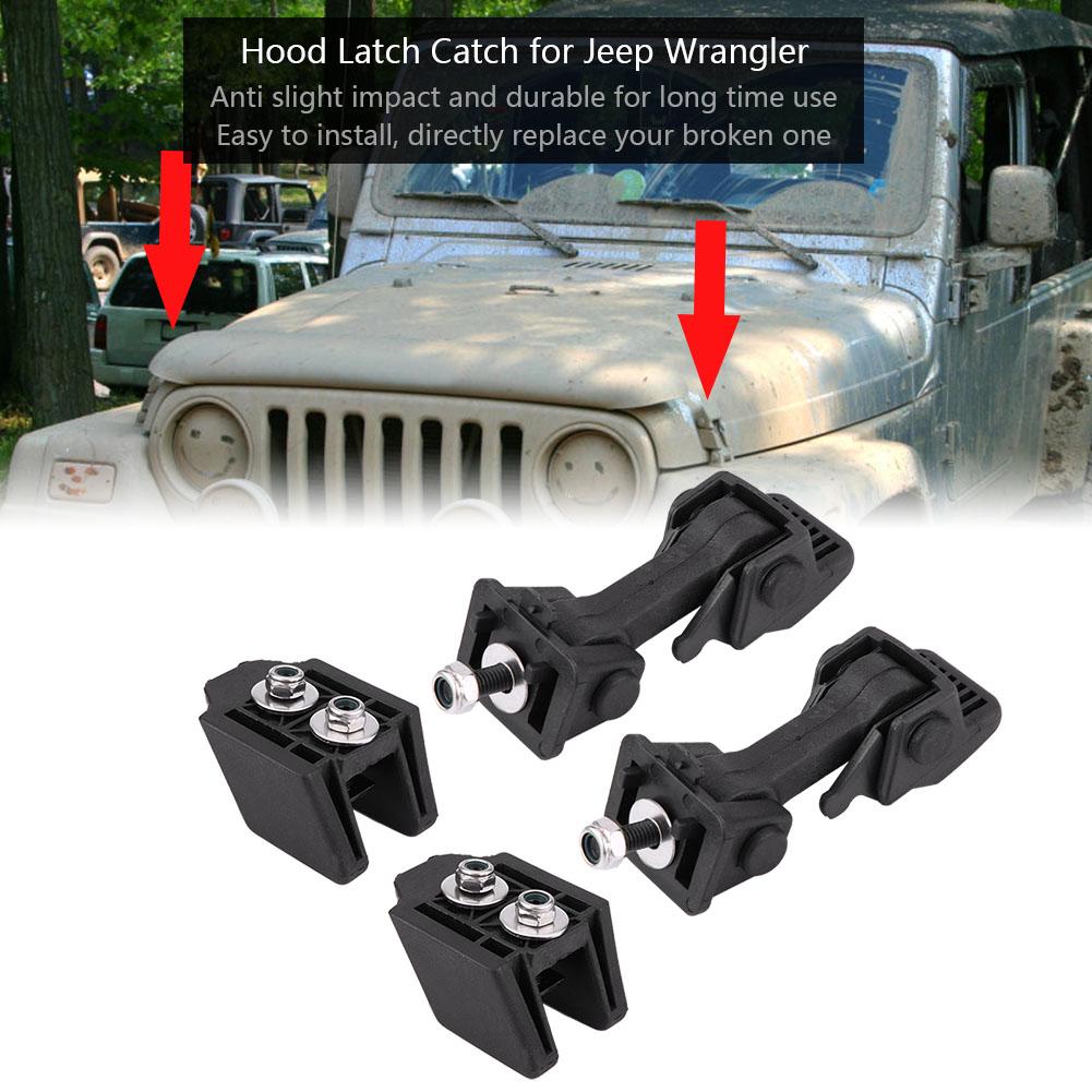 Pair Front Hood Latch Safety Catch & Bracket for TJ 97-06