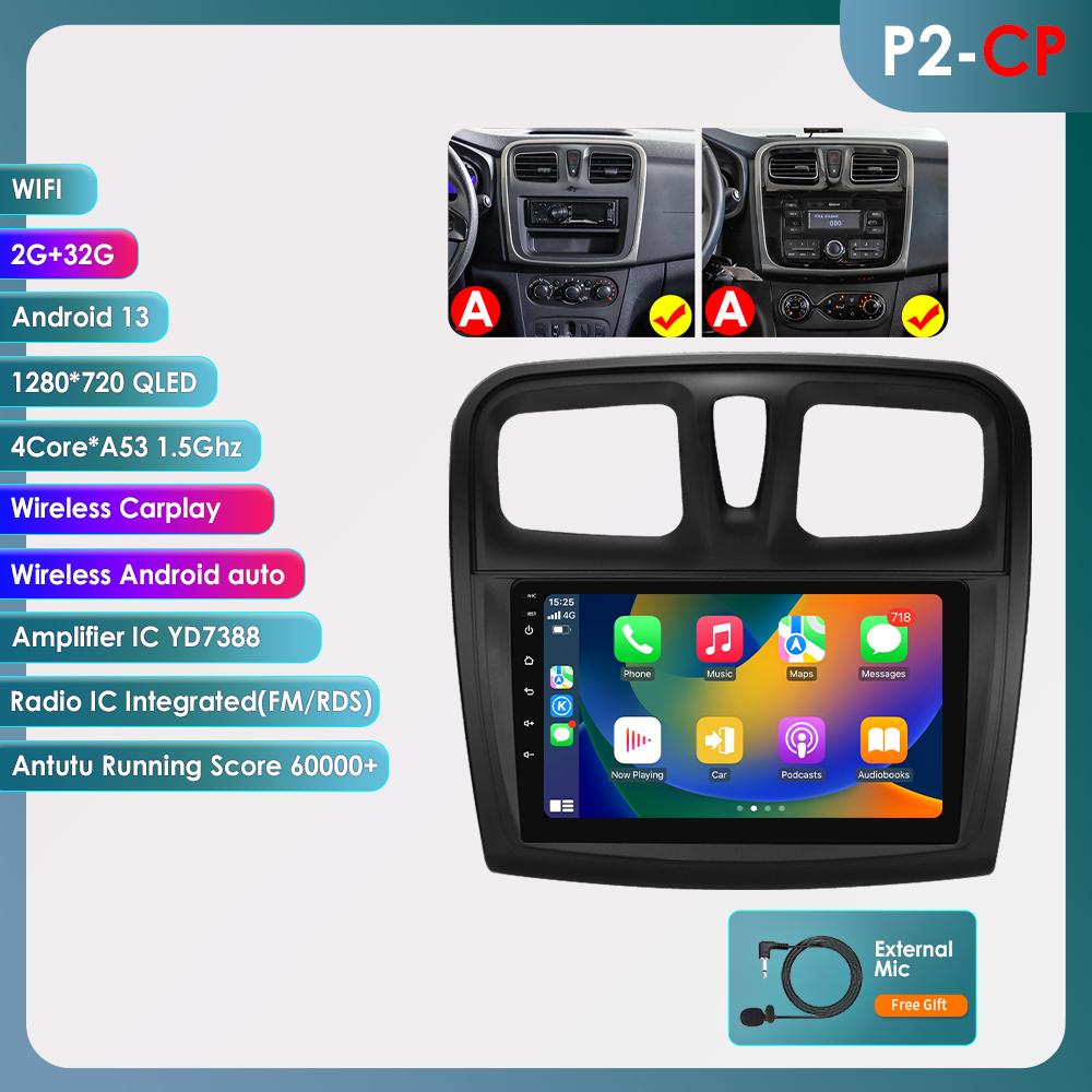 Hizpo Carplay 4G Android 13 автомобильное радио для Renault Logan 2 2014 - 2019 Sandero 2 мультимедийный видеоплеер GPS 2din Автомагнитола 7862 интеллектуальный экран