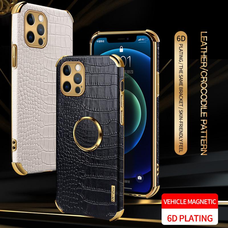 Чехол из крокодиловой кожи для iPhone 16 15 14 Pro MAX 12 11 Pro X XR XS 8 7 Plus SE 2020, держатель для телефона, магнитное автомобильное кольцо