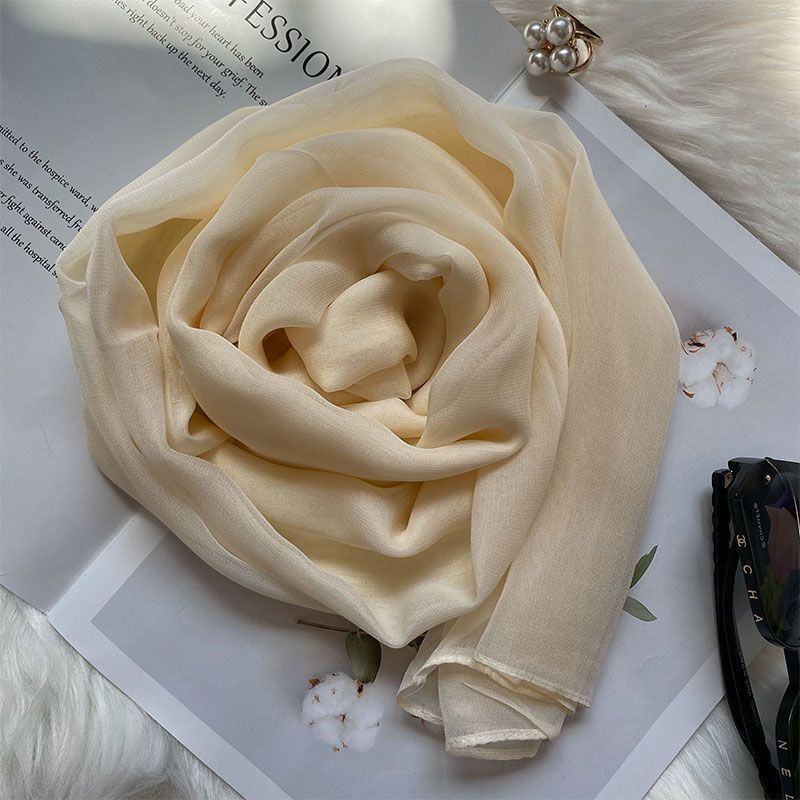 Hangzhou Silk Scarf for Women Versatile Mulberry Silk Scarf for Summer Sun Protection Beach Towel Solid Color Mother Long Shawl