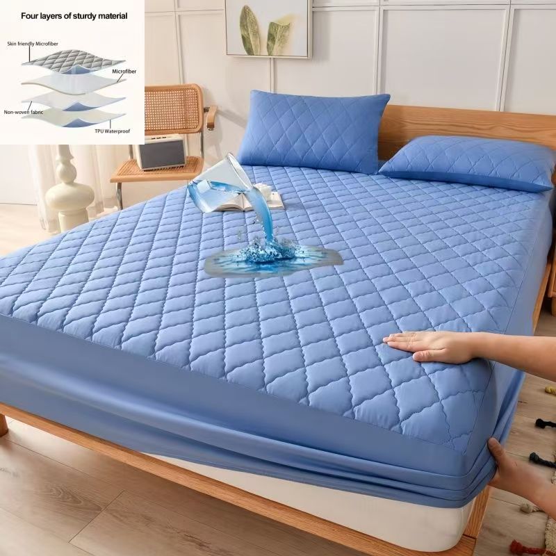 100% Waterproof Mattress Cover Quilted Thicken Single Double Elastic Fitted Sheet Style Bed Protector Pad King Size