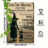 Vintage French Witch Metal Sign 7.8x11.8in, Rustic Witch Wall Decor, Iron Plaque for Home Kitchen Garden