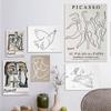 Ретро Пикассо выставочные плакаты и принты абстрактная линия голубя лицо настенная живопись холст картины гостиная скандинавский декор