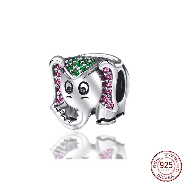 New 925 Sterling Silver Rose Girl Boy Pink Sparkle Spacer Clip Charm Bead Fit Original Fashion Bracelet DIY Jewelry for Women