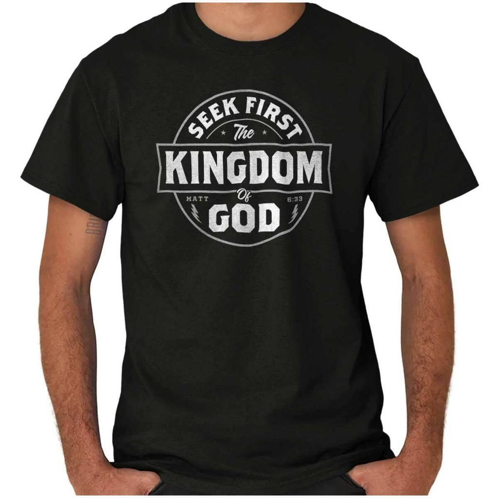 Cool Christian Seek First the Kingdom of God Womens or Mens Crewneck 100% Cotton T-shirt Mens Tees Top Tee
