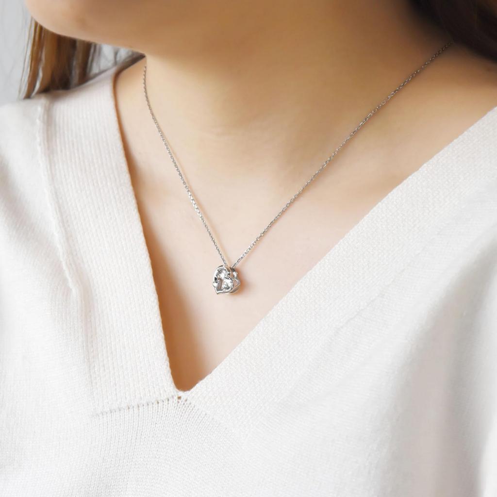 Ожерелье Snoopy PEANUTS из серебра 925 пробы с хирургической нержавеющей сталью и кубическим цирконием PNSS002RD [Белый клевер]