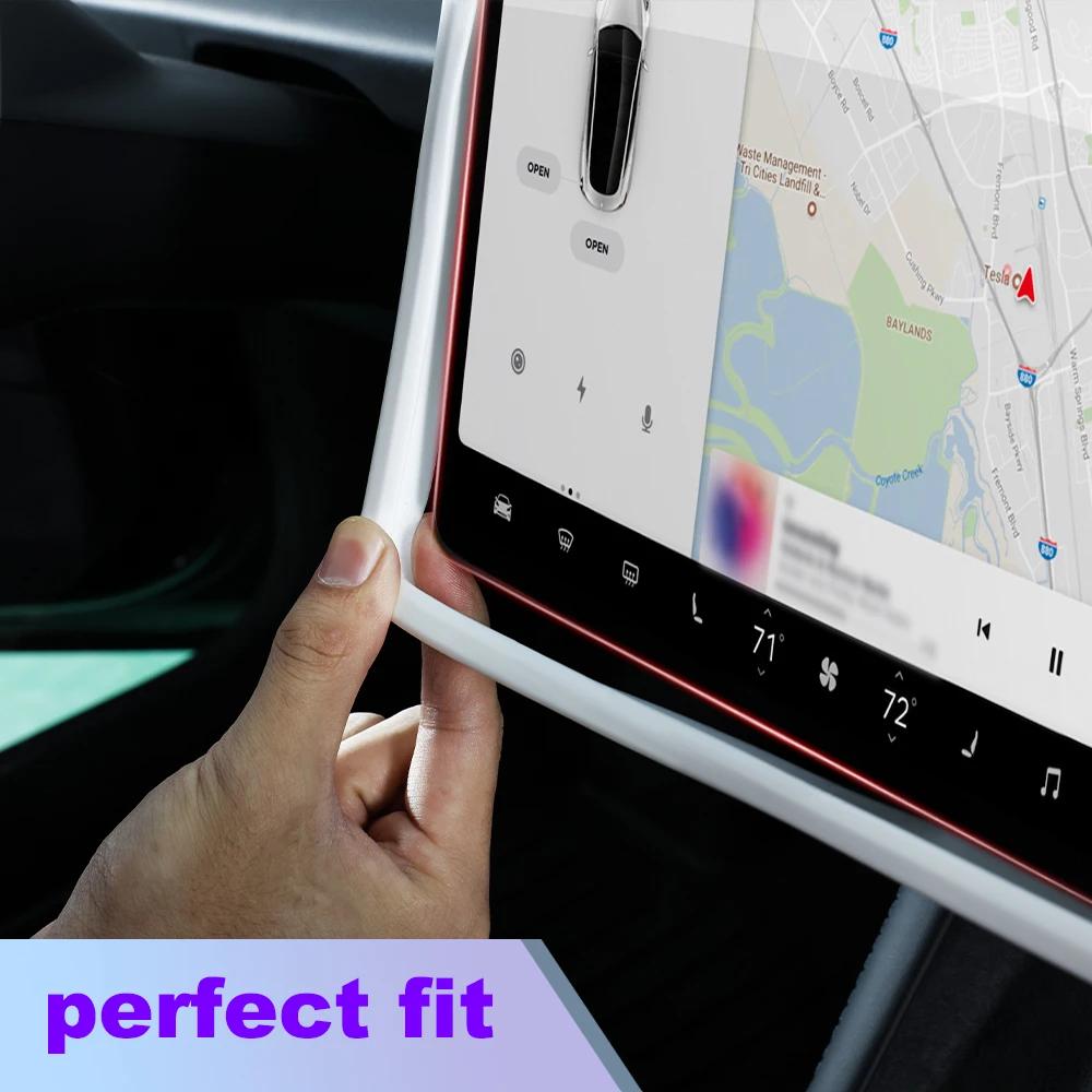 Защитная пленка для экрана Tesla с силиконовой рамкой, защитная крышка для края дисплея, аксессуары для центрального управления Для Tesla Model 3 Y 2026 2026 2026