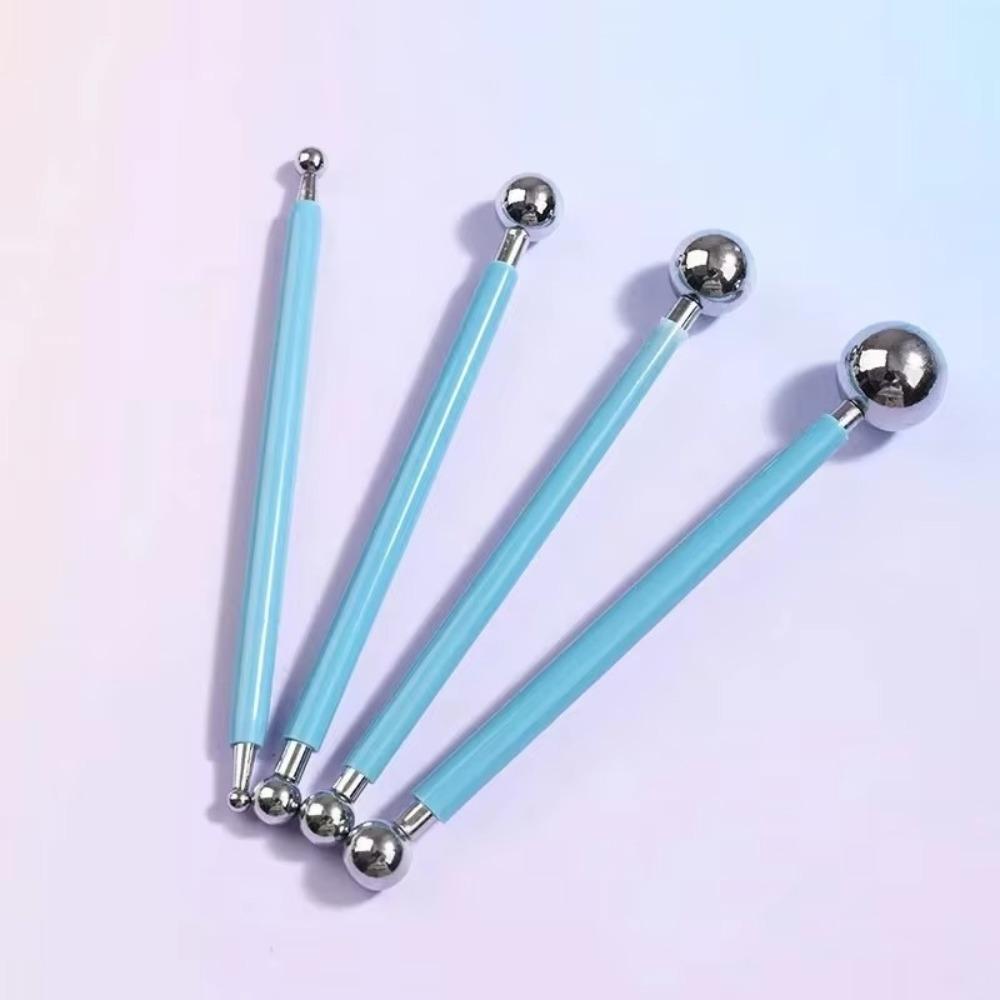 4pcs Metal Ball Sculpture Modeling Tools Double-Ended Modeling Ceramics Set Portable Clay Tools
