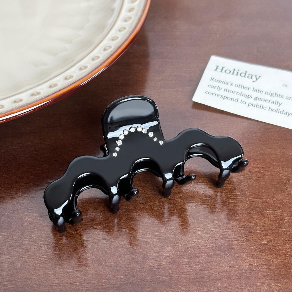 Стильная корейская ацетатная заколка для волос средней волны с акцентами из драгоценных камней для шикарных причесок