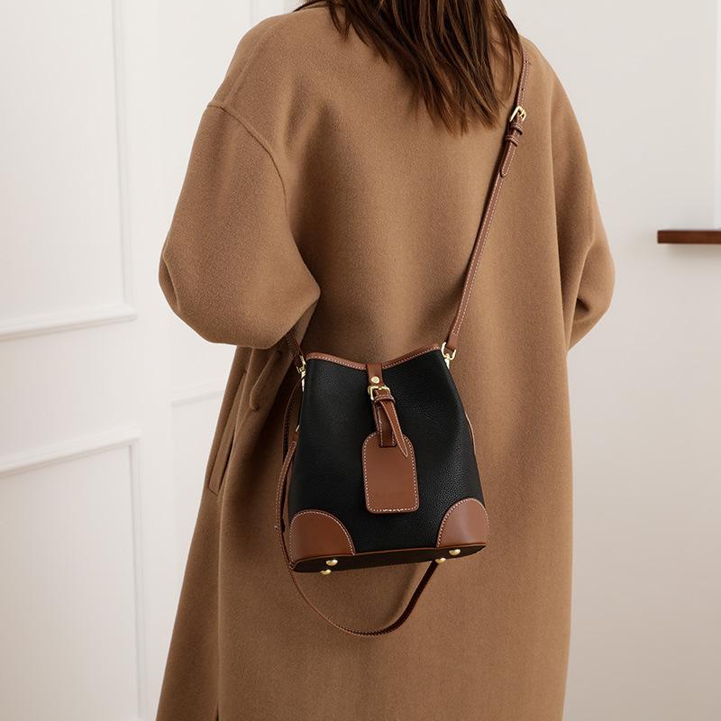 Сумка-ведро из натуральной кожи, подходящая по цвету, женские сумки, новая модная и универсальная женская сумка, сумка из натуральной кожи