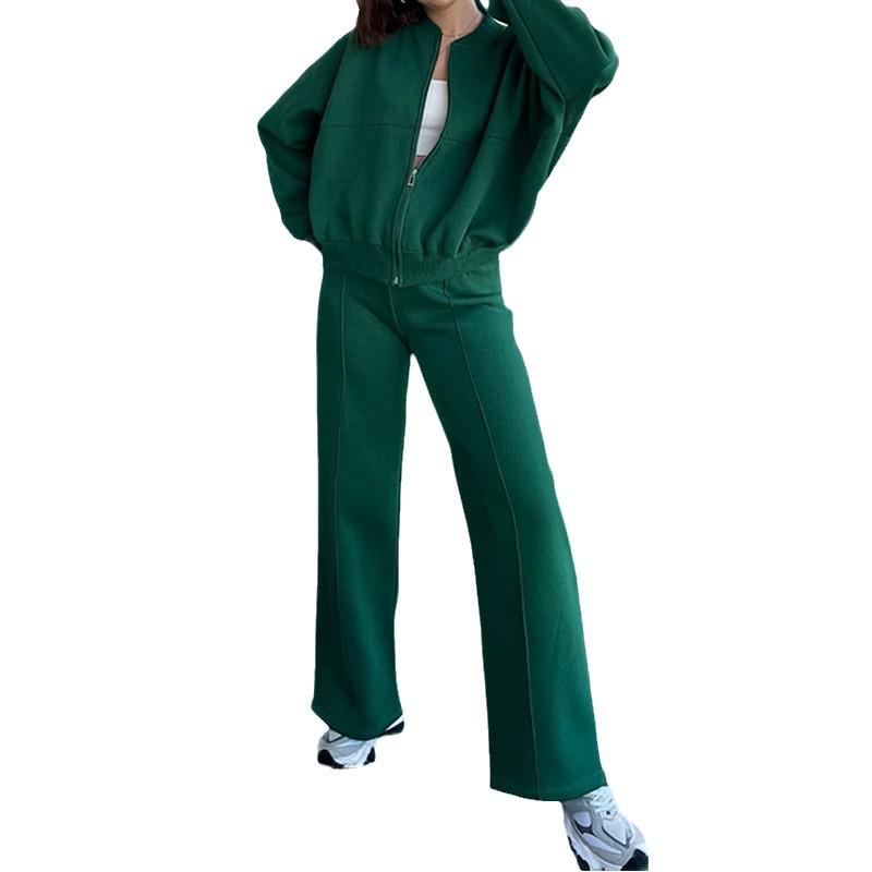 Весна 2026 Женский повседневный однотонный свободный худи Спортивный костюм Комплект