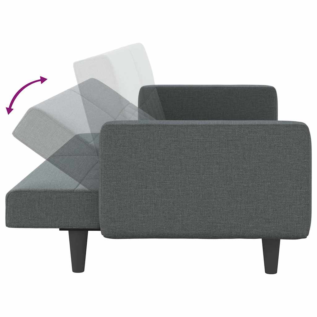Sofa Bed with Cushions Dark Gray Fabric
