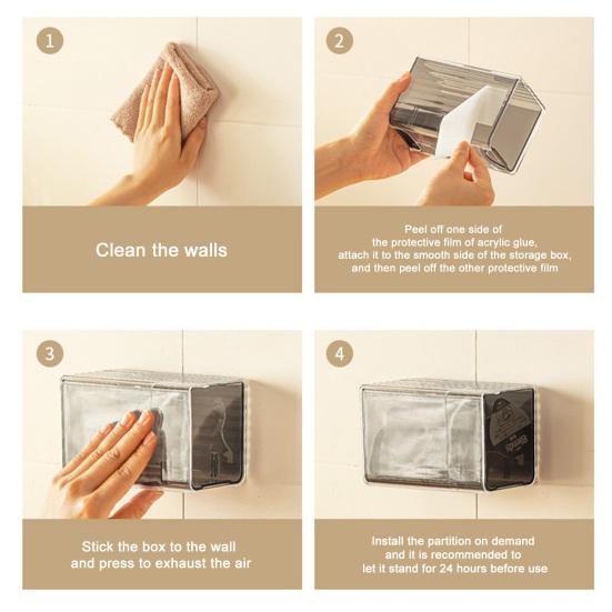 Ящик для хранения, прозрачный пластиковый настенный ящик для хранения, компактный тампон, органайзер для макияжа для домашней ванной комнаты