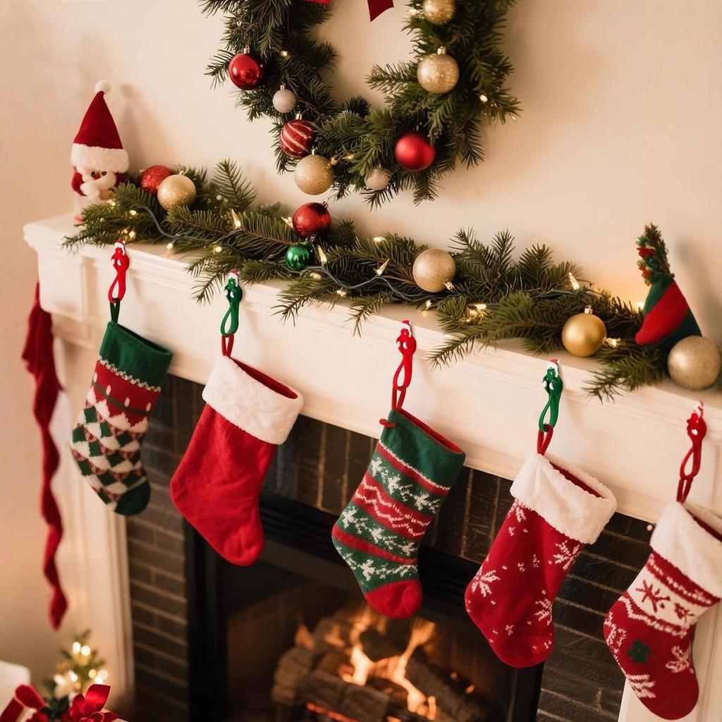Рождественский крючок для венка, Крючок Санты, Крючок для венка на камин, Держатель для носка, Настенное украшение