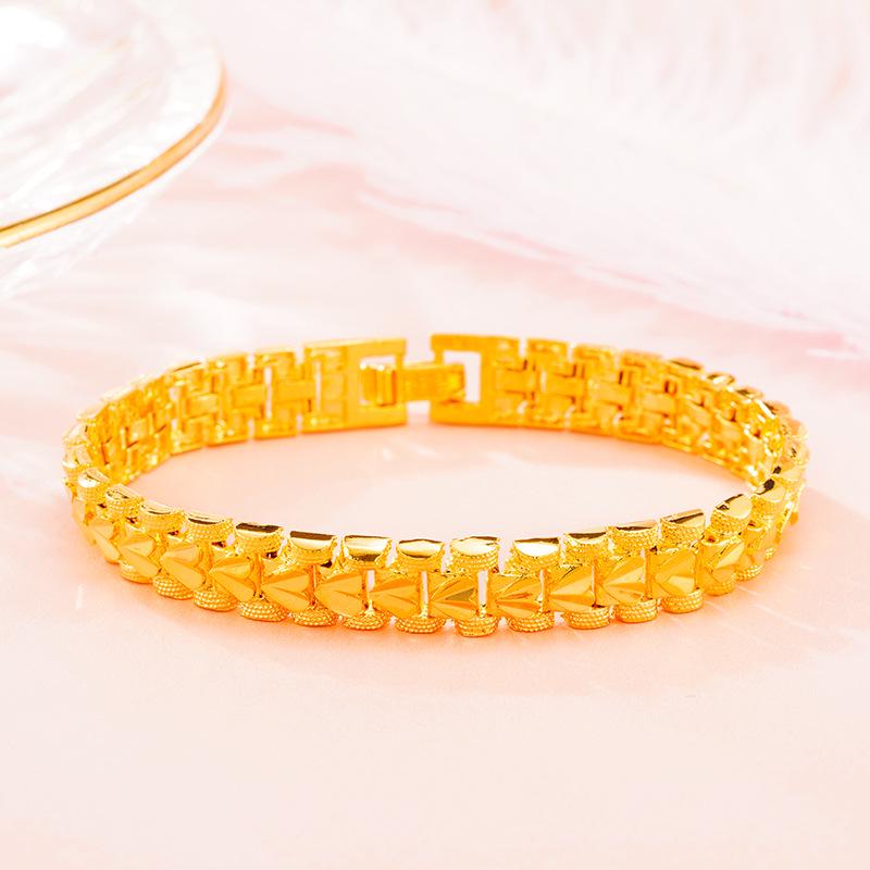 Роскошная имитация 24-каратного золота толстая цепочка для часов, мужские и женские украшения