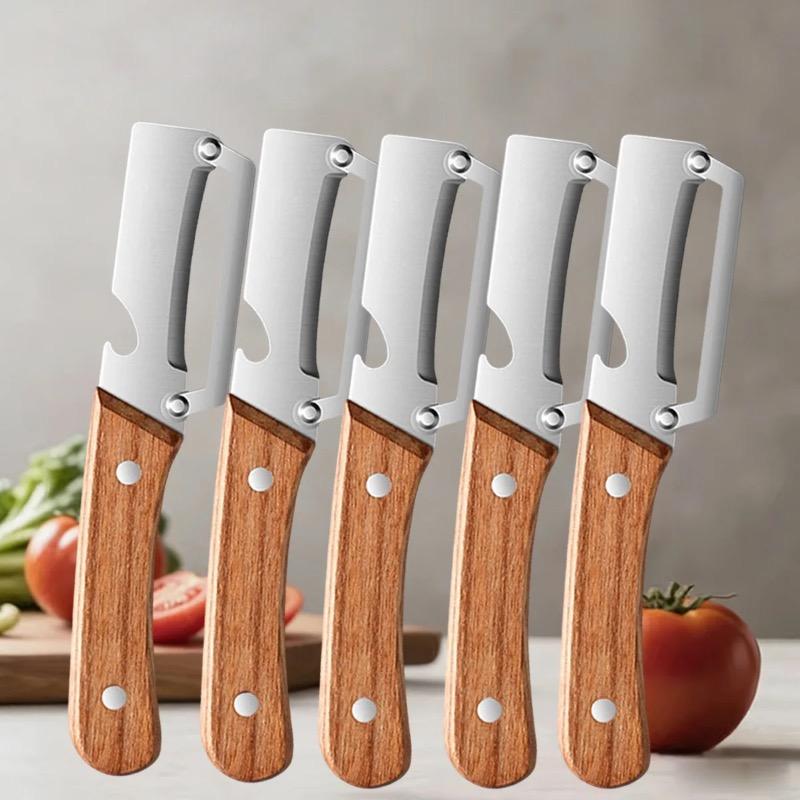 Stainless Steel Peeler Kitchen-Specific Peeler with Steel/Wooden Handle for Peeling Slicing Fruits Vegetables Bottle Opener 4
