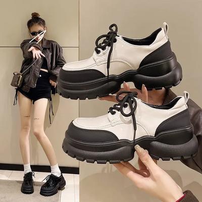 Дизайнерские женские кроссовки смешанных цветов, новые женские повседневные туфли из искусственной кожи на толстой подошве, женские мокасины на платформе Zapatos 2024