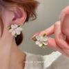 Elegant Fashion Korean Enamel Pearl Flower Stud Earrings for Women Girl Gift Jewelry Wholesale