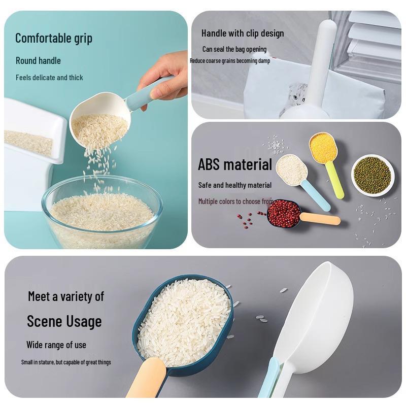 Многофункциональный пластиковый совок для риса и муки с длинной ручкой и зажимом