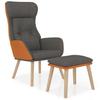 Recliner Chair with Ottoman Dark Gray Faux Leather & Fabric