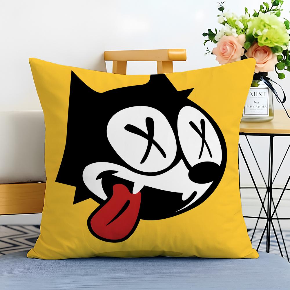 Fashion Cute Classic Animation FFelix The Cats Cushion Cover Washable Linen Pillowcase Soft for Sofa Bed Cozy Home Room Decor