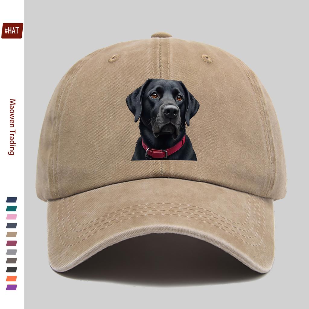 pc Majestic Black Labrador Dog Print Baseball Cap Showcasing Charming Eyes And Vibrant Red Collar Pet Print Design Decorative