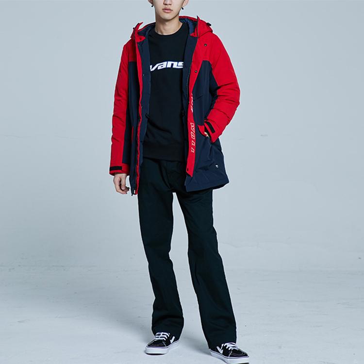 Vans Теплая мужская куртка-пуховик средней длины с капюшоном, цвет красный, синий VN0A3DHSRS9