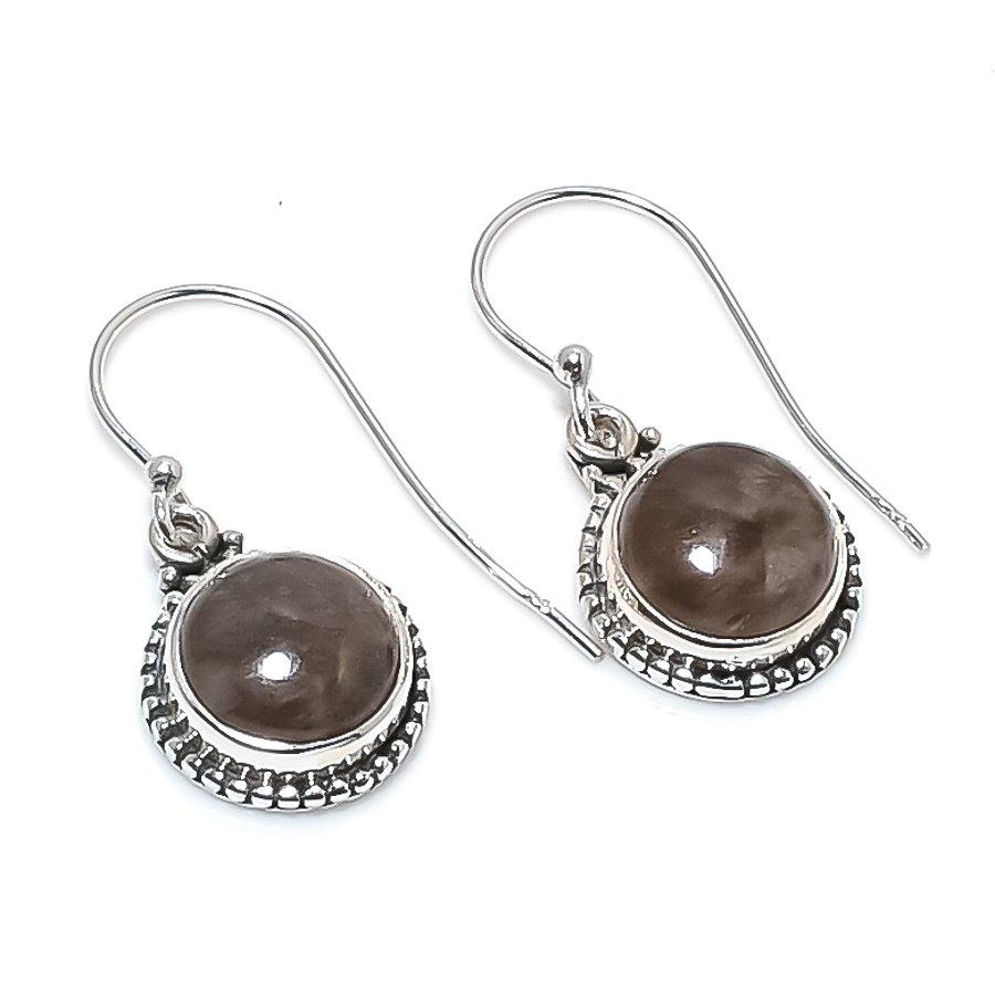 Natural Fossil Coral Gemstone 925 Solid Sterling Silver Gift Earring 1.25" Z5r31