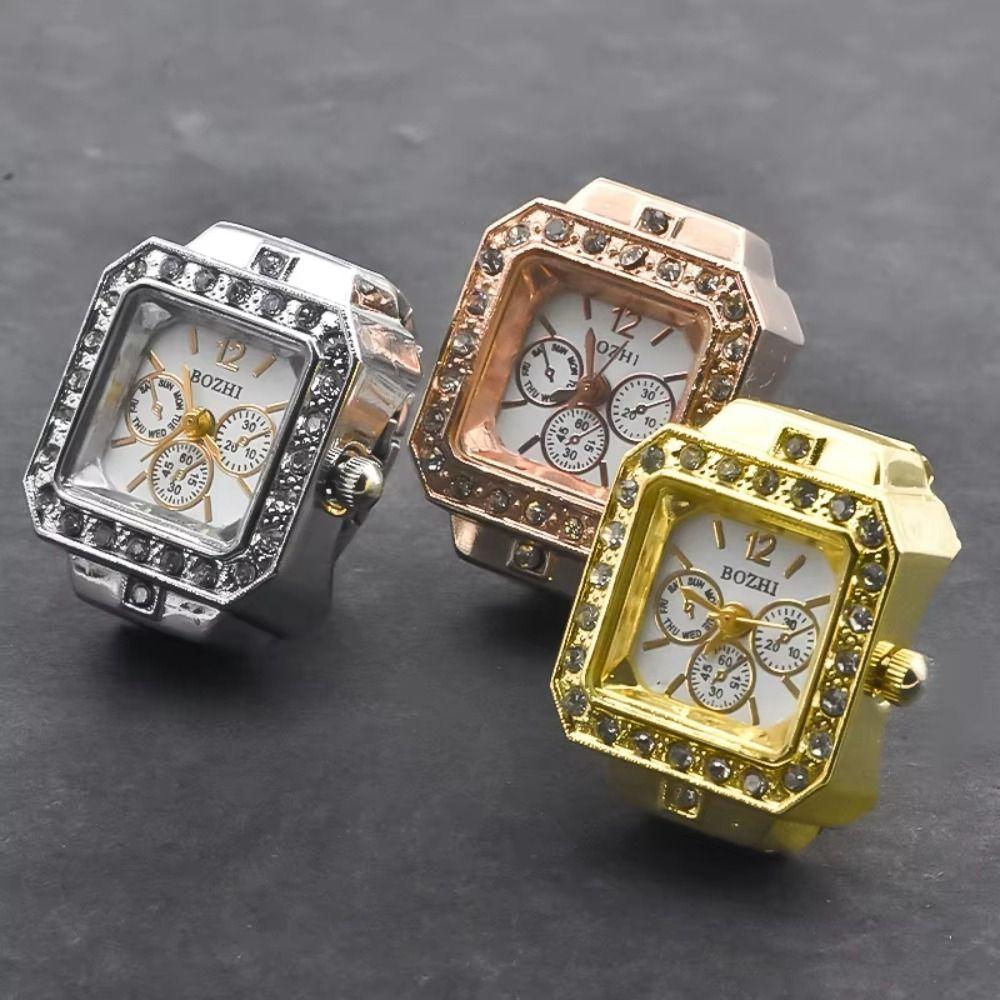 Punk Rings Jewelry Clock Heart Shape Finger Watch Ring Cool Roman Quartz Watch Women