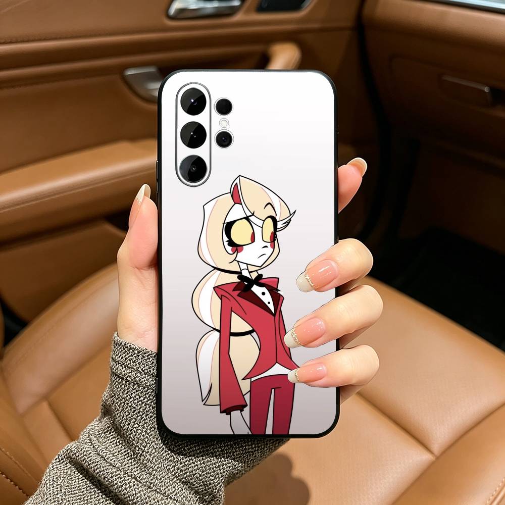H-Hazbin C-Чарли H-Отель HCH Мягкий Силиконовый Чехол для Samsung S25, S24, S21, S22, S23, S30, Ultra, S20, Plus, FE, Lite-Черный