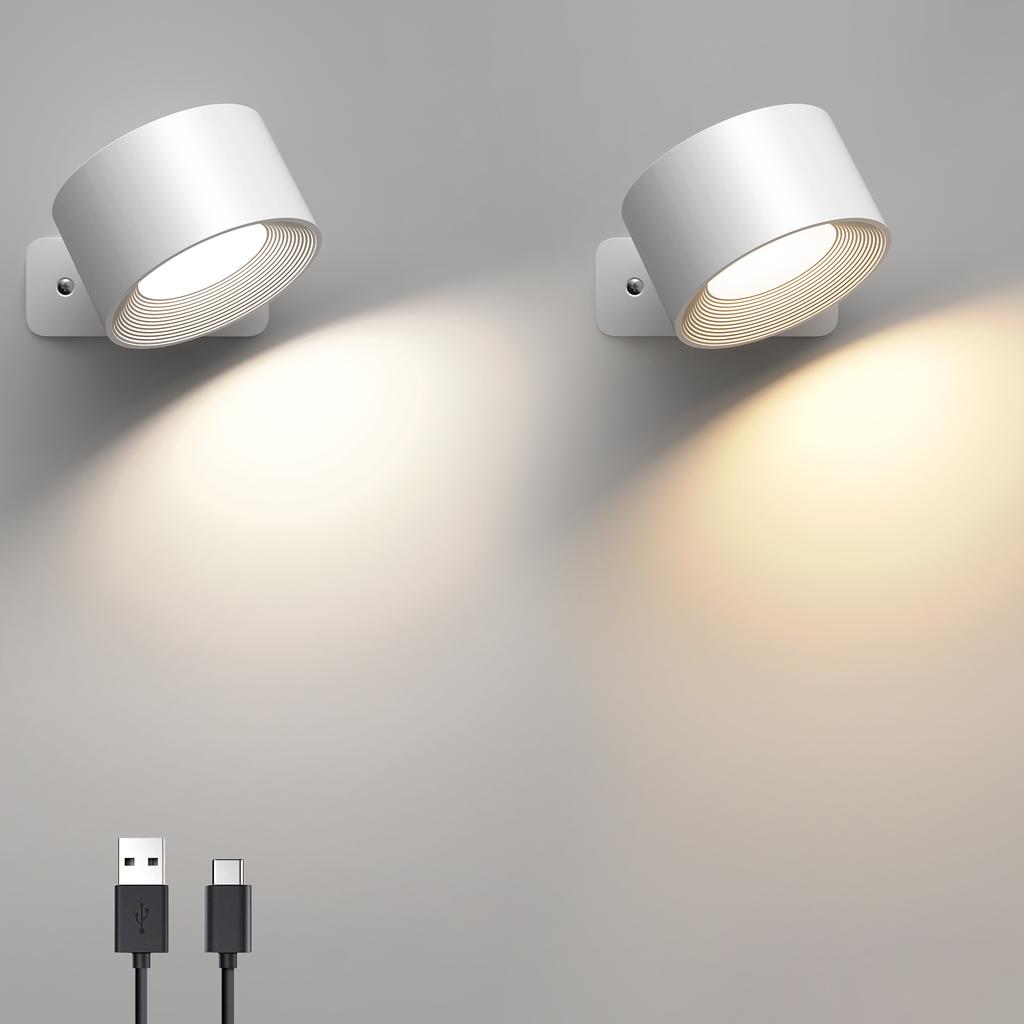 LED Indoor Wall Lamps with mah Rechargeable Battery 360 Rotation Wall Light Adjustable Modern Nordic Fixtures Bedroom Decor
