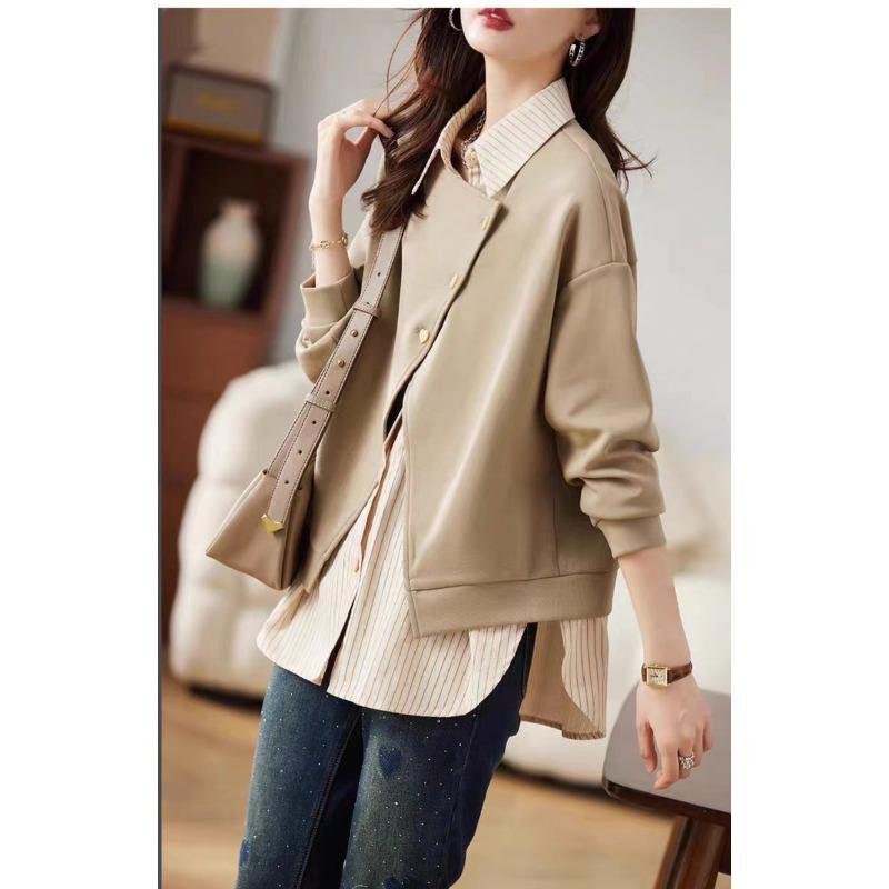 Свободный и большой размер Temperament Fake двухкомпонентный повседневный свитшот для женщин весна и осень новый нестандартный топ