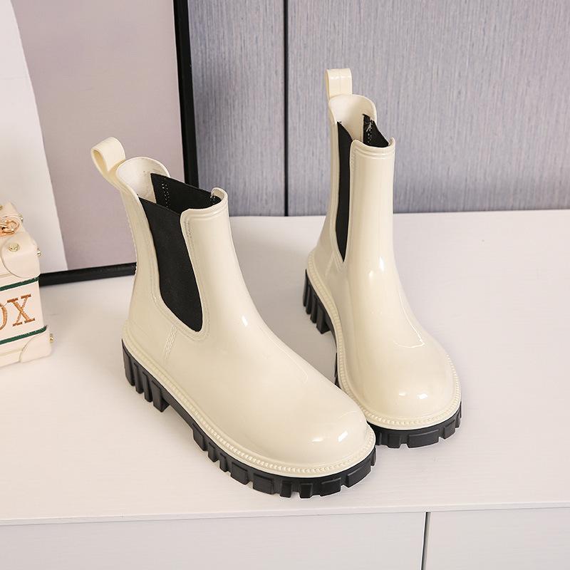 Women New Short Rain Boots Classic Waterproof Non-slip Rubber Shoes Thick Bottom Water Shoes