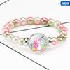 12 Styles Rainbow Unicorn Glass Beads Bracelets & Bangles For Kids Girls Party Accessories Gifts