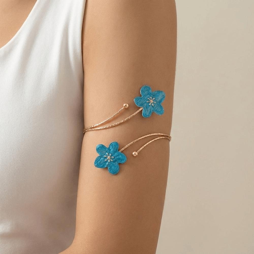Colorful Flower Bracelet Drip Oil Armband Fashion Open Arm Bangle Girls