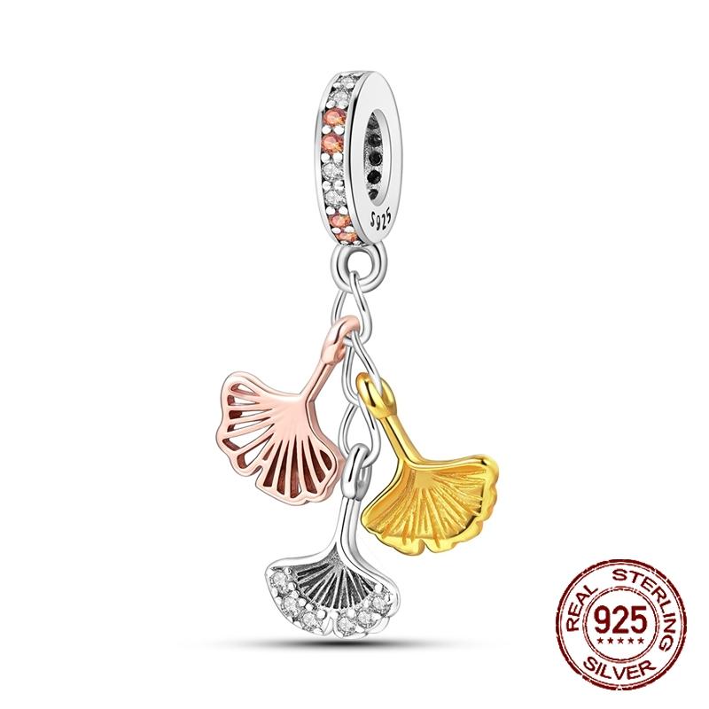 Медный кулон в виде кленового листа и ежовика, цветы, предохранительная цепочка, бусины, шармы, подходит для браслета с отверстием 4 мм, сделай сам, ювелирные изделия