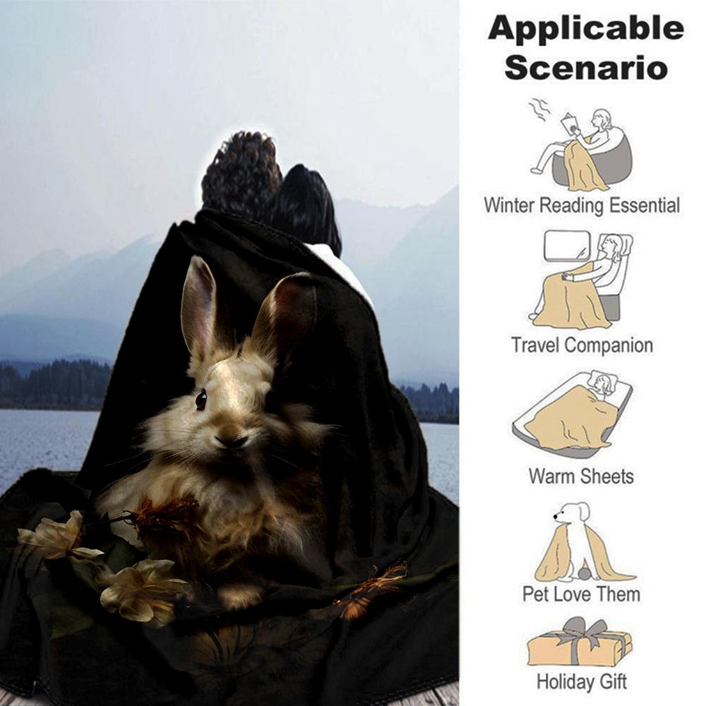 1pc Rabbit Name blanket Lightweight Flannel Throw for Sofa Bed Travel Camping Livingroom Office Couch Chair