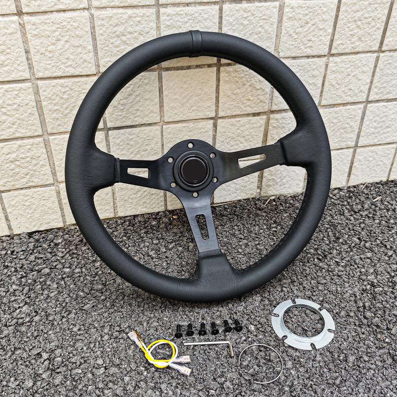JDM BLACK EDITION Steering Wheel Universal Modified Car Deep Dish Race Sports Steering Wheel