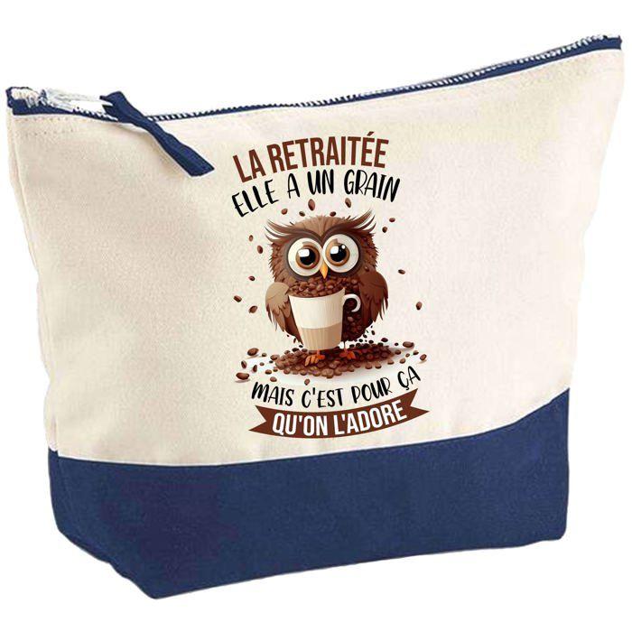 Trousse de maquillage - PLANETEE - La Retraitée Chouette Grain - Grand format - Coton - Impression HD