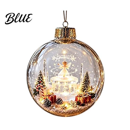 Зимняя сцена Подвесные шары Светящиеся Рождественские украшения Светящаяся Миниатюрная Праздничная Елка Декор 3D Тематические Настольные украшения Прозрачный шар с теплым