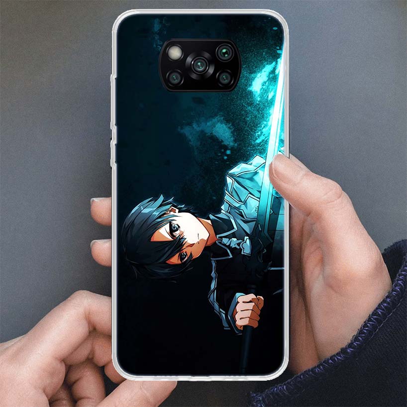 Чехол для телефона Sword Art Online Kirito для Xiaomi Poco X3 Nfc X5 X6 X7 Pro F7 Ultra F6 F5 F4 M5S X4 GT M4 M3 F3 Мягкий чехол Силиконовый