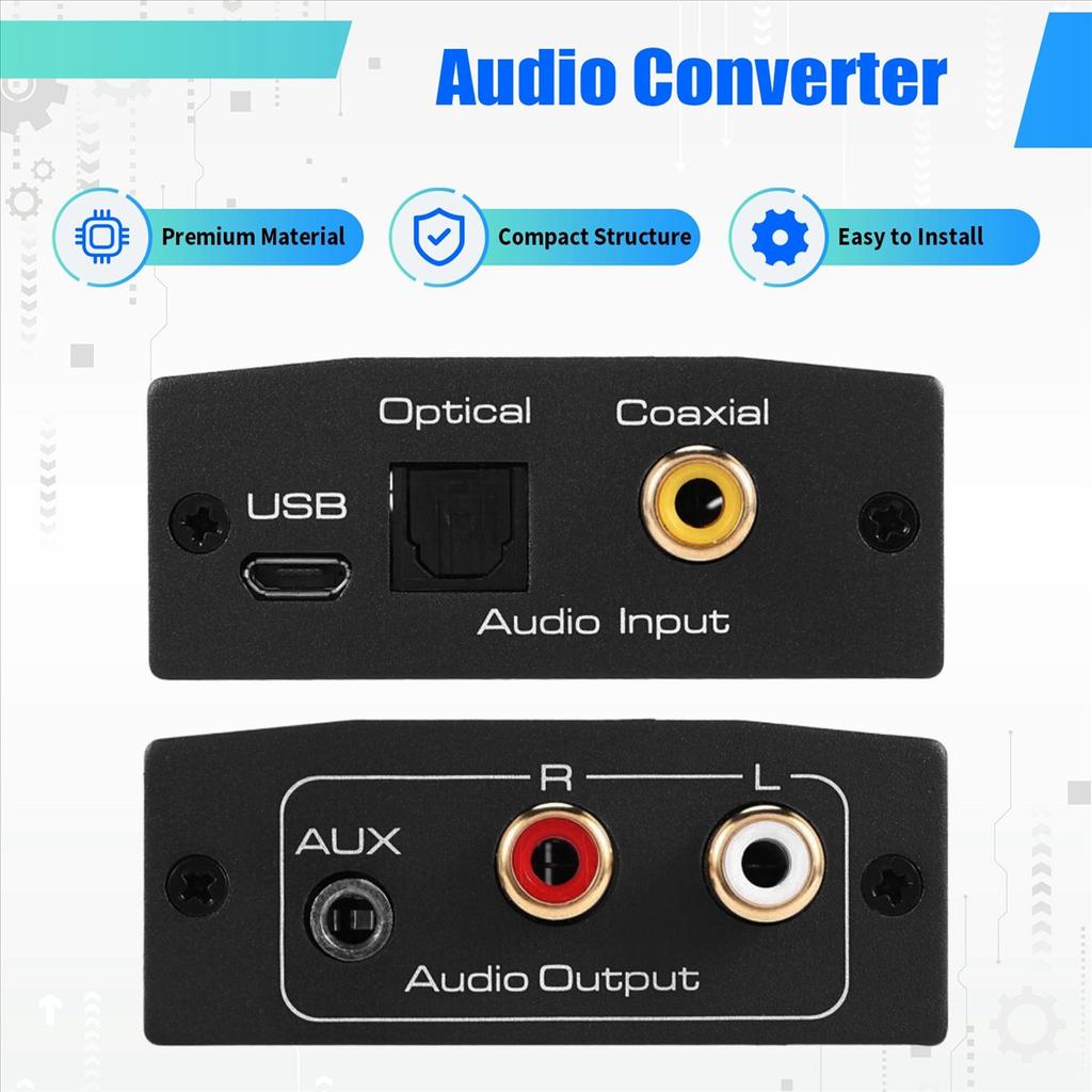 Optical to Converter Audio Converter Digital to Analog Audio Coaxial to Adapter 3.5mm AUX with Optical Cable